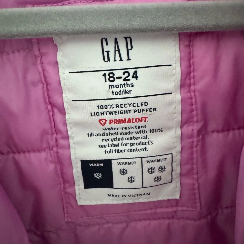 GAP Pink purple ombré Toddler Puffer Jacket light jacket 18-24 months girl